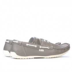 Men loafers, moccasins 778 gray+white