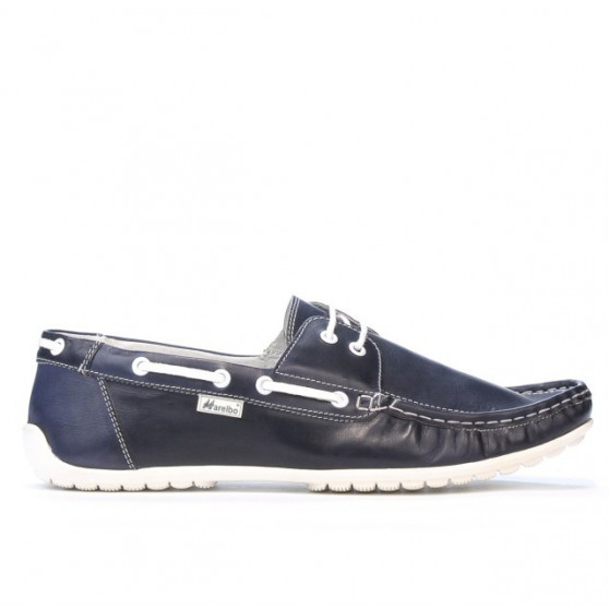 Men loafers, moccasins 778 indigo+white