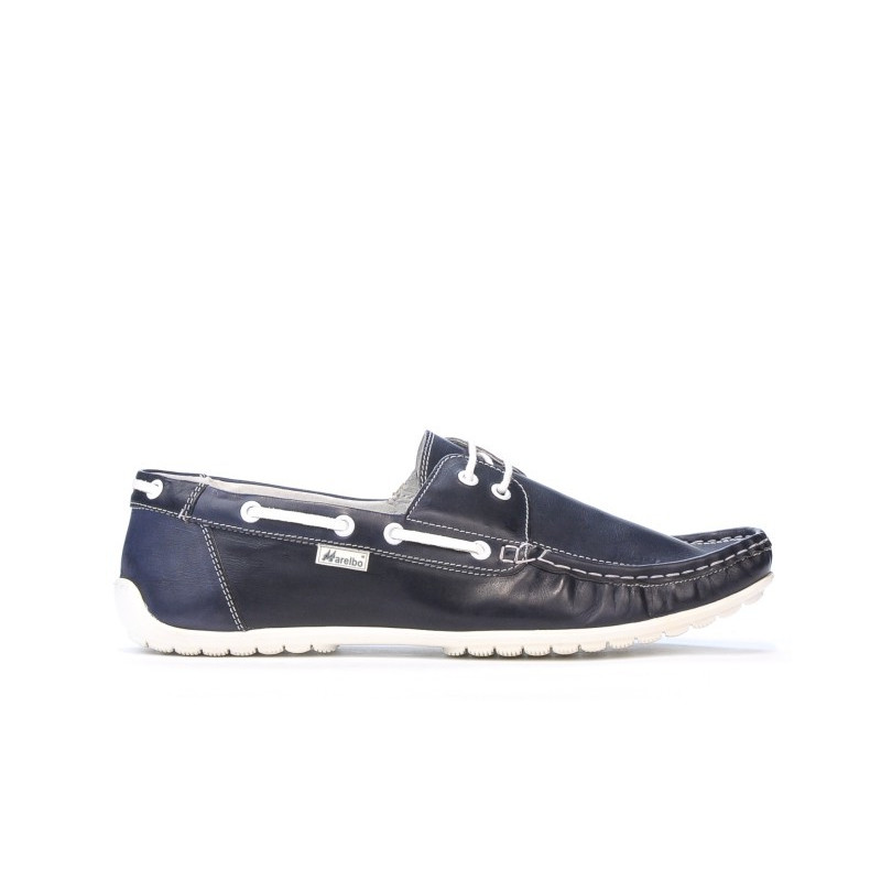 Men loafers, moccasins 778 indigo+white