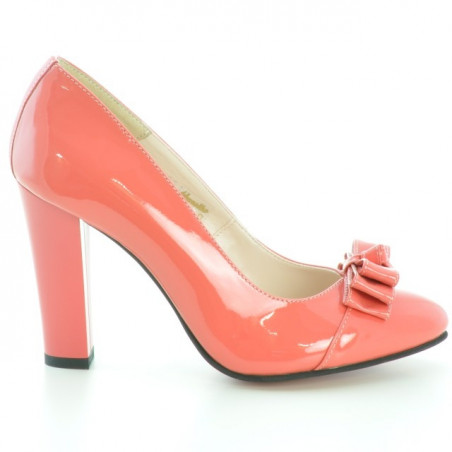 Women stylish, elegant shoes 1226 patent red coral