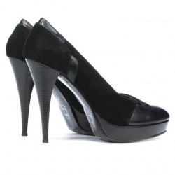 Women stylish, elegant shoes 1092 black antilopa combined