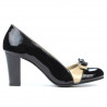 Women stylish, elegant shoes 1227 patent black+beige