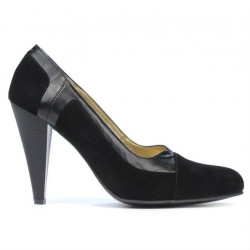 Women stylish, elegant shoes 1090 black antilopa combined