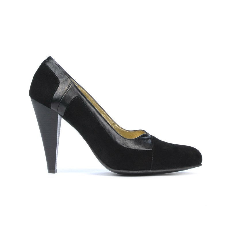 Women stylish, elegant shoes 1090 black antilopa combined