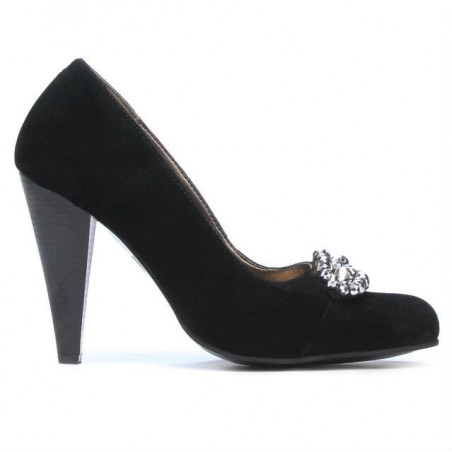 Women stylish, elegant shoes 1067 black antilopa