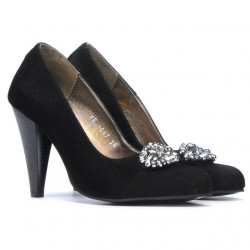 Women stylish, elegant shoes 1067 black antilopa