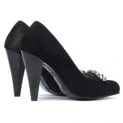 Women stylish, elegant shoes 1067 black antilopa