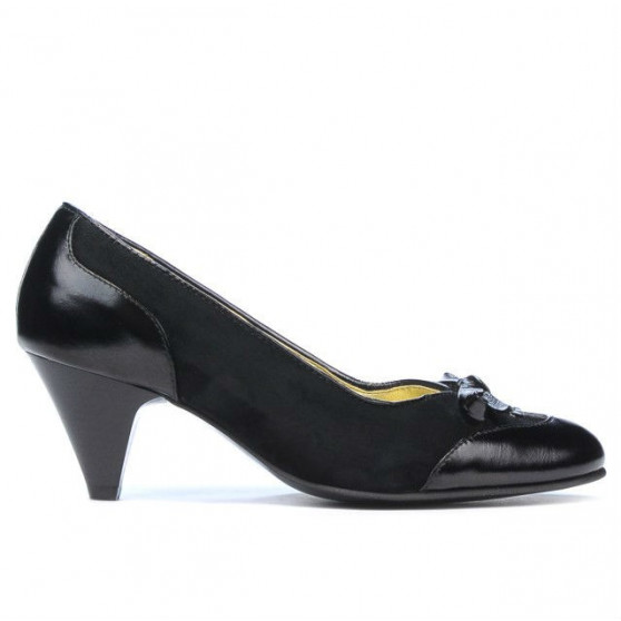 Women stylish, elegant shoes 1064 patent black+black antilopa