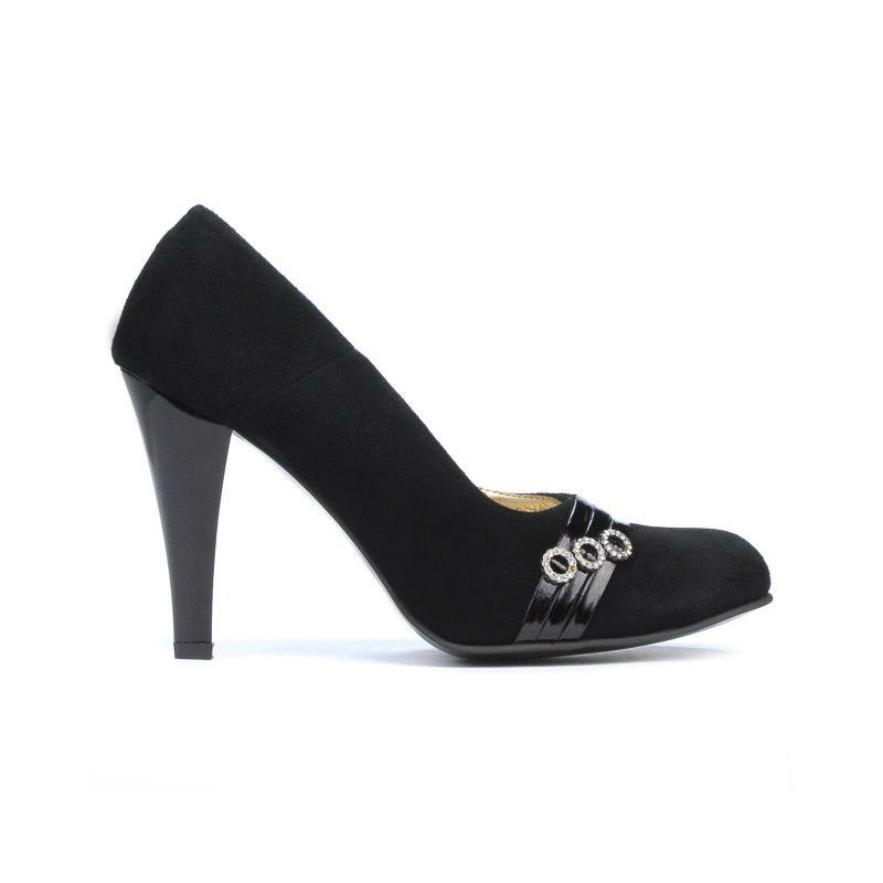 Women stylish, elegant shoes 1040 black antilopa