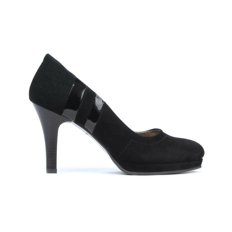 Women stylish, elegant shoes 1086 black antilopa