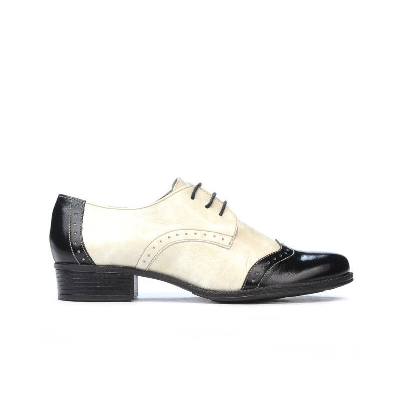 Women casual shoes 691 patent black+beige