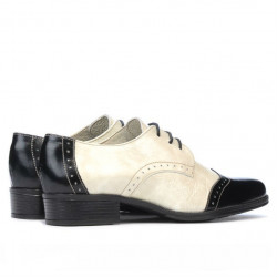Women casual shoes 691 patent black+beige