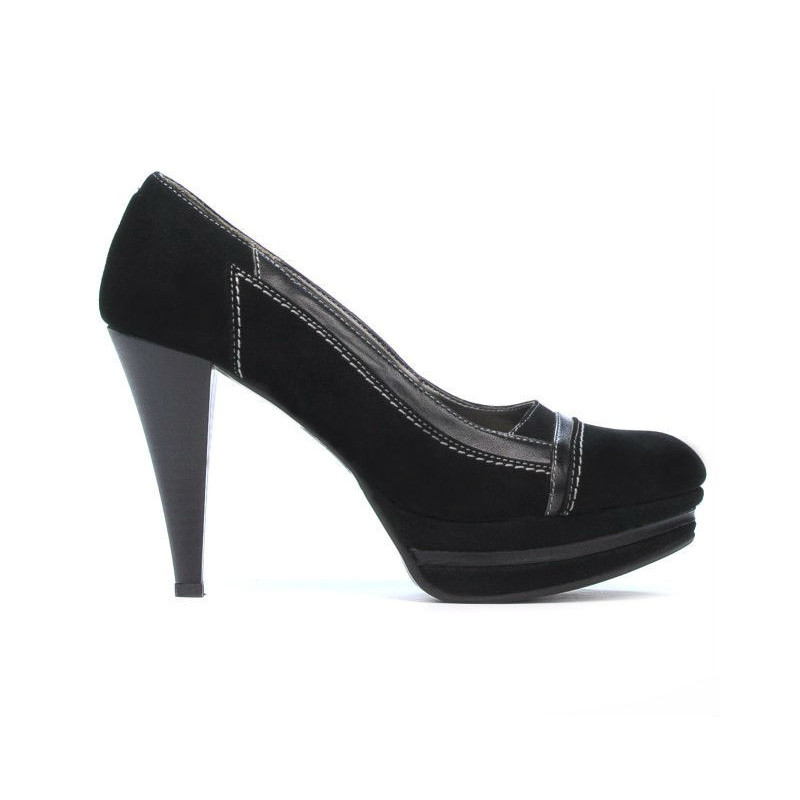 Women stylish, elegant shoes 1094 black antilopa combined