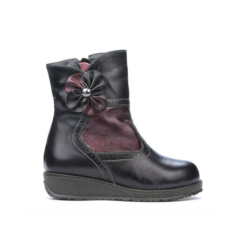 Small children boots 20c black+bordo