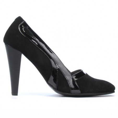 Women stylish, elegant shoes 1208 black antilopa+patent black