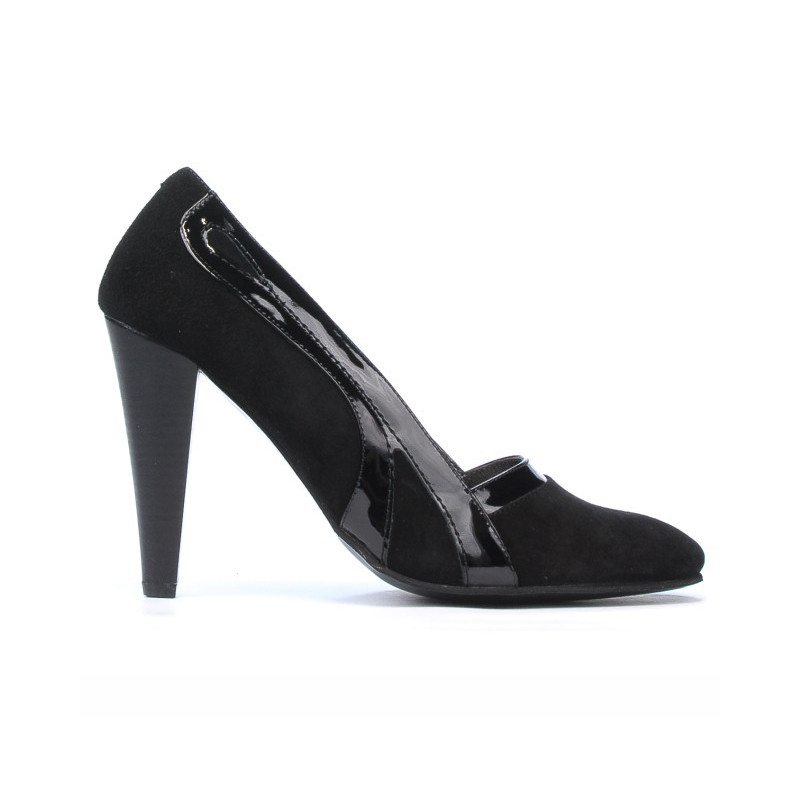 Women stylish, elegant shoes 1208 black antilopa+patent black