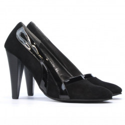 Women stylish, elegant shoes 1208 black antilopa+patent black