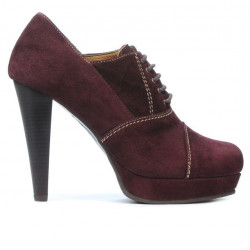 Women stylish, elegant shoes 1091 burgundy antilopa
