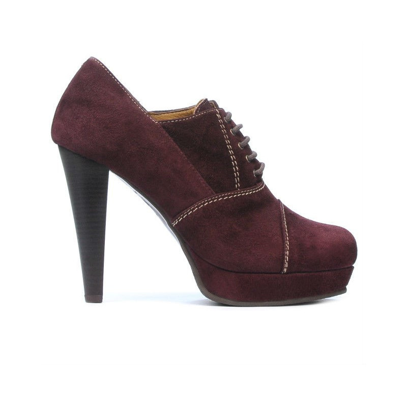 Women stylish, elegant shoes 1091 burgundy antilopa