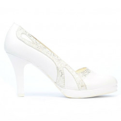 Women stylish, elegant shoes 1208pl white combined