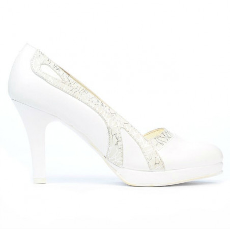 Women stylish, elegant shoes 1208pl white combined