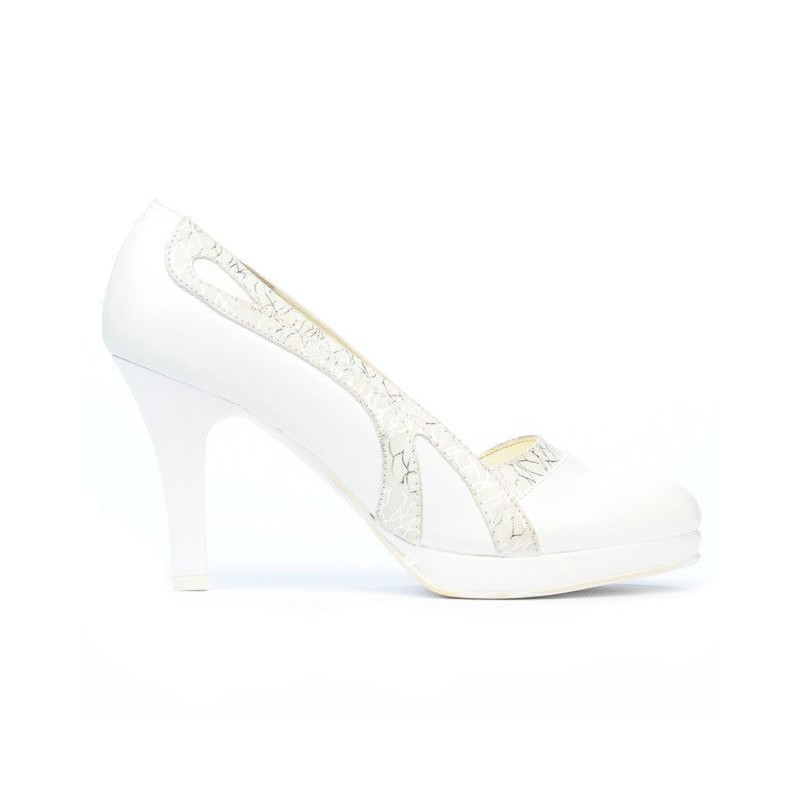 Women stylish, elegant shoes 1208pl white combined