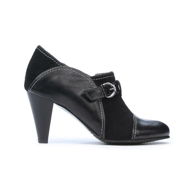 Women stylish, elegant shoes 1210 black antilopa combined