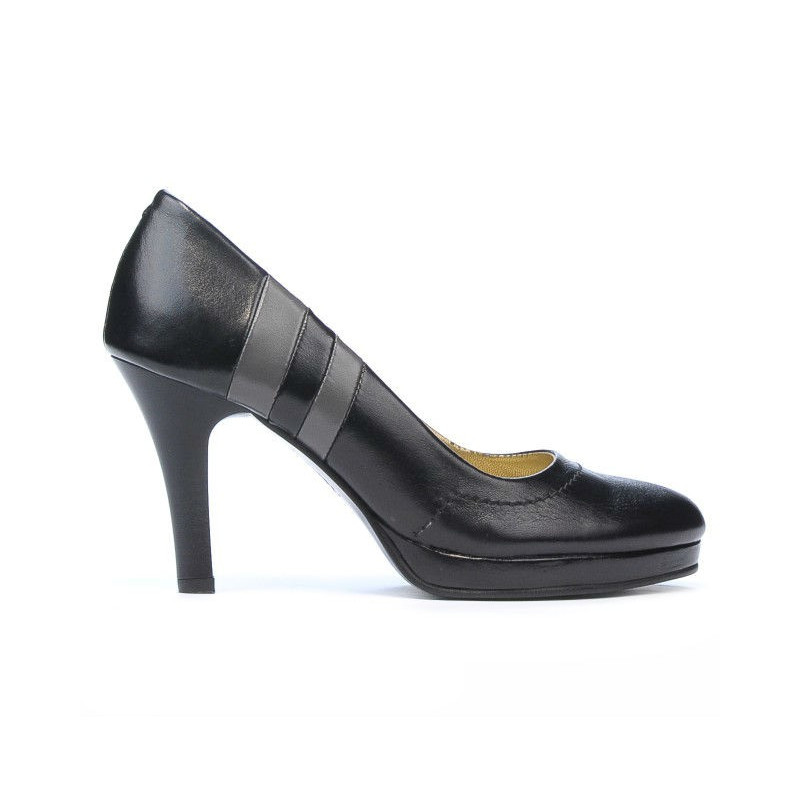 Women stylish, elegant shoes 1086 black+gray