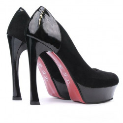 Women stylish, elegant shoes 1212 black antilopa combined