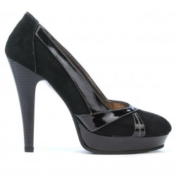 Women stylish, elegant shoes 1206 black antilopa combined