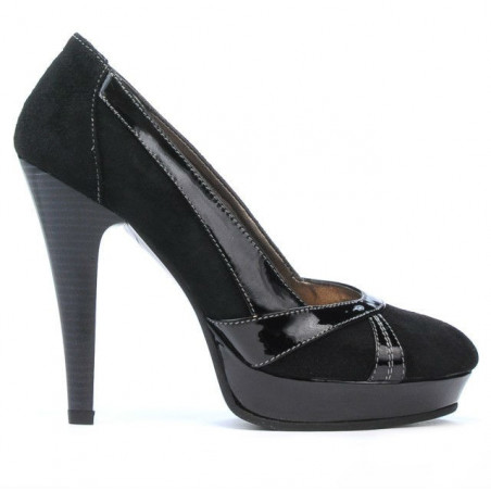 Women stylish, elegant shoes 1206 black antilopa combined