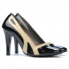 Women stylish, elegant shoes 1208 patent black+beige
