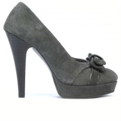 Women stylish, elegant shoes 1095-1 gray antilopa combined