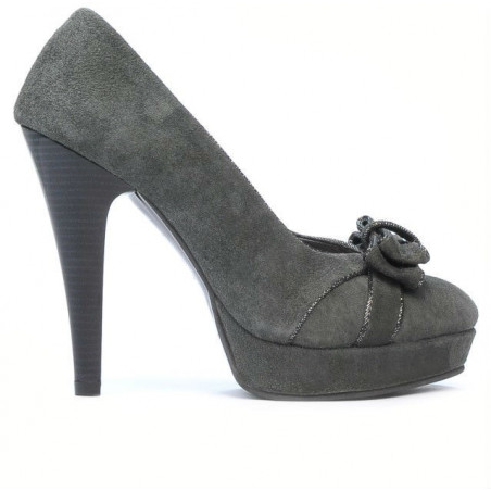 Women stylish, elegant shoes 1095-1 gray antilopa combined