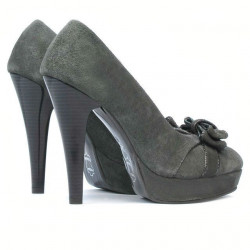 Women stylish, elegant shoes 1095-1 gray antilopa combined