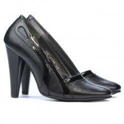 Women stylish, elegant shoes 1208 black+patent black