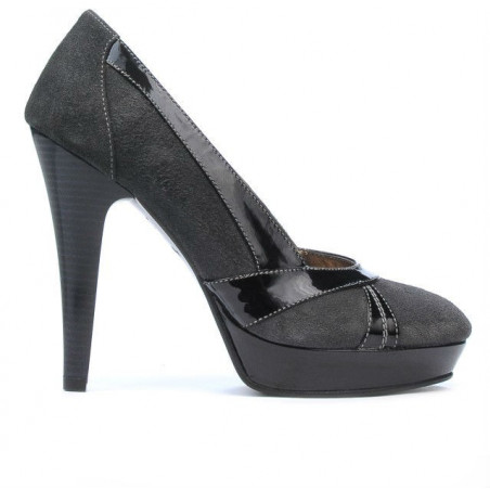 Women stylish, elegant shoes 1206 gray antilopa combined