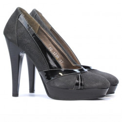 Women stylish, elegant shoes 1206 gray antilopa combined