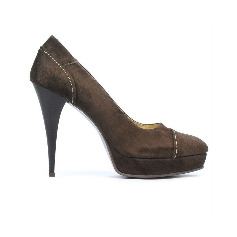 Women stylish, elegant shoes 1082 brown antilopa