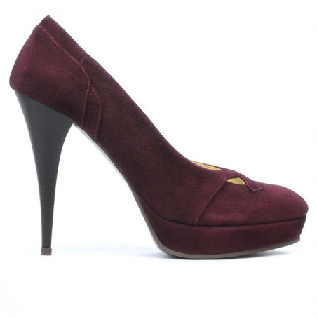 Women stylish, elegant shoes 1092 burgundy antilopa