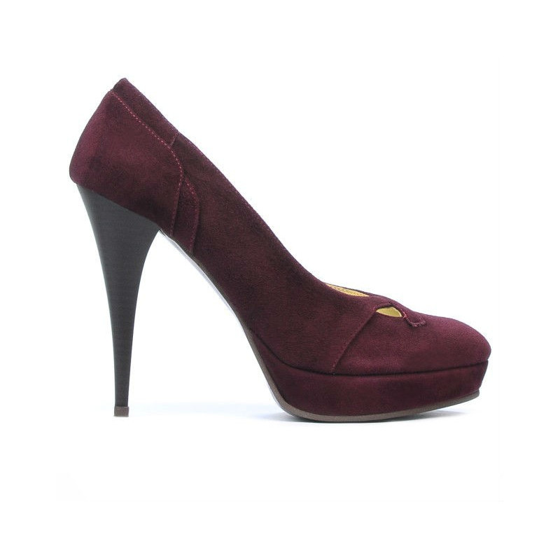 Women stylish, elegant shoes 1092 burgundy antilopa
