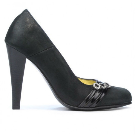 Women stylish, elegant shoes 1040 black satinat
