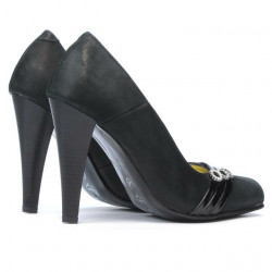 Women stylish, elegant shoes 1040 black satinat
