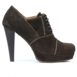 Women stylish, elegant shoes 1091 brown antilopa