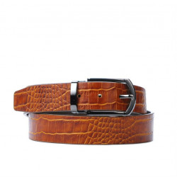 Men belt 12b croco brown cognac