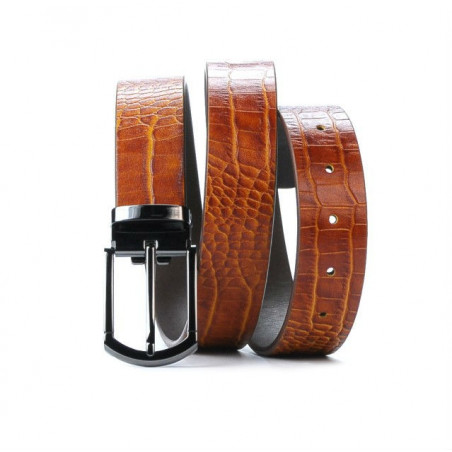 Men belt 12b croco brown cognac