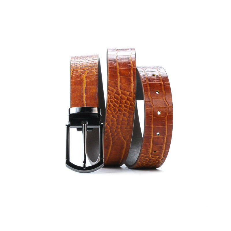 Men belt 12b croco brown cognac