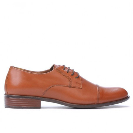 Men stylish, elegant shoes 838 brown cognac