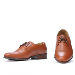 Men stylish, elegant shoes 838 brown cognac