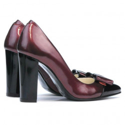Women stylish, elegant shoes 1262 patent bordo+black